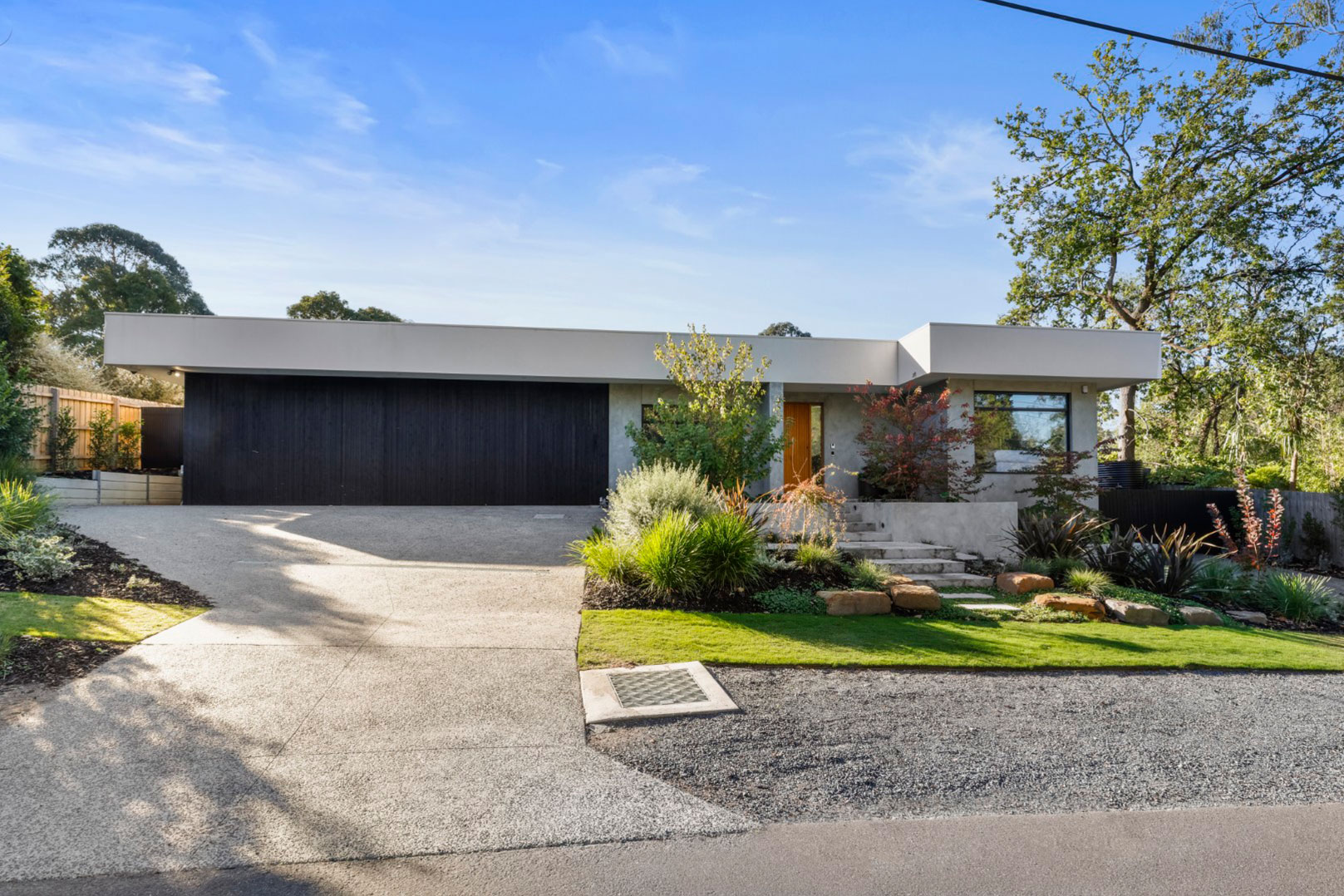 Front of a modern new house