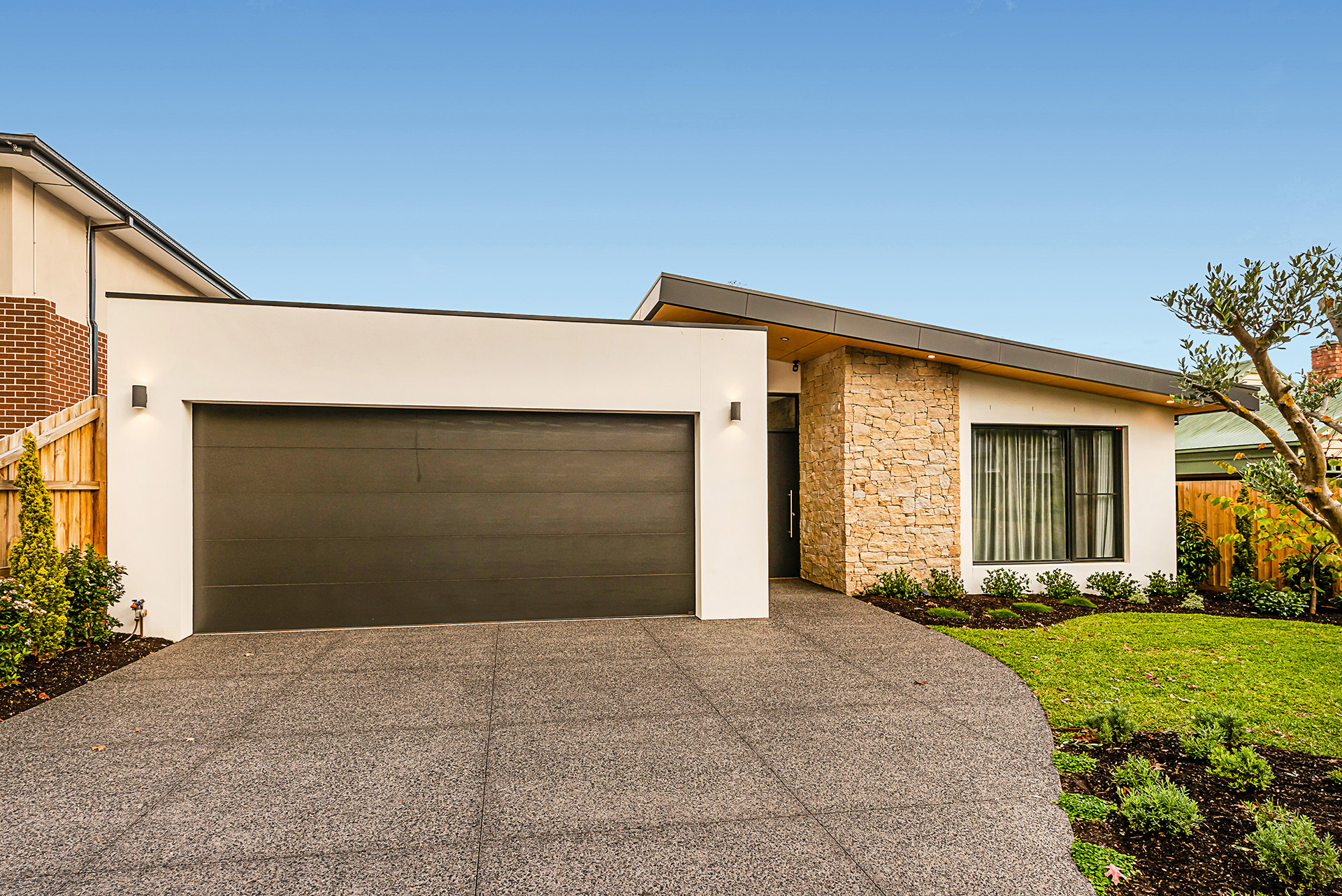 Front of a modern new house
